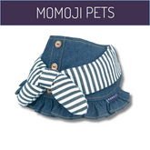 Momoji Pet Bib - Denim & Stripes ชุดสุนัข ชุดแมว ชุดสัตว์เลี้ยง ผ้าพันคอสุนัข ชุดยีนสุนัขแมวชายหญิง
